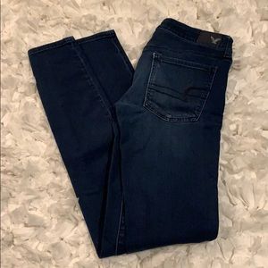 Dark wash super stretch American Eagle denim jeans